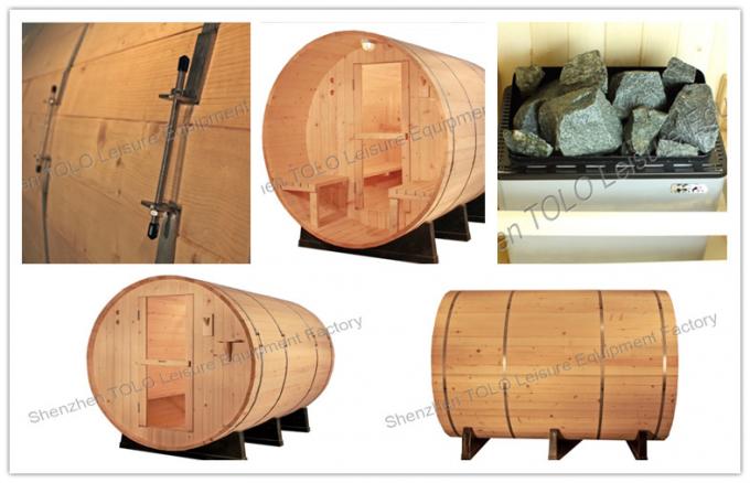 Europe Barrel Steam Sauna Cabins , Dry Heat Wood Sauna Room
