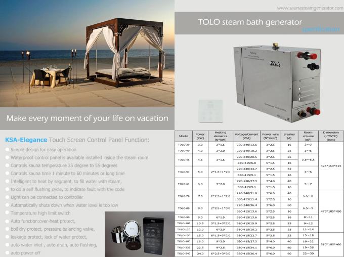 22.5kw Electric Sauna Steam Generator For Steam Room / Steam Bath Fast Response 400v