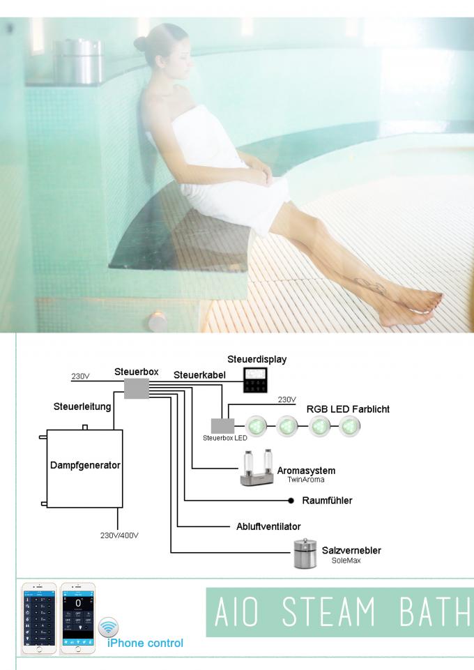 WiFi Control Sauna Steam Generator WiFi steam bath system aroma light music all in one