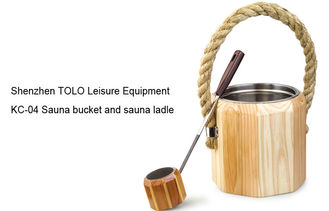 China sauna bucket and ladle Sauna Accessories with stainless steel liner set supplier