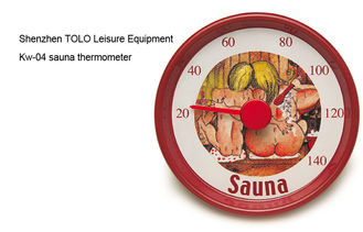 China Cartoon round metal thermometer red 13cm diameter for sauna room supplier