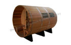 China Digital Cedar Solid Wood Barrel Sauna Room With Porch For 4 Person factory